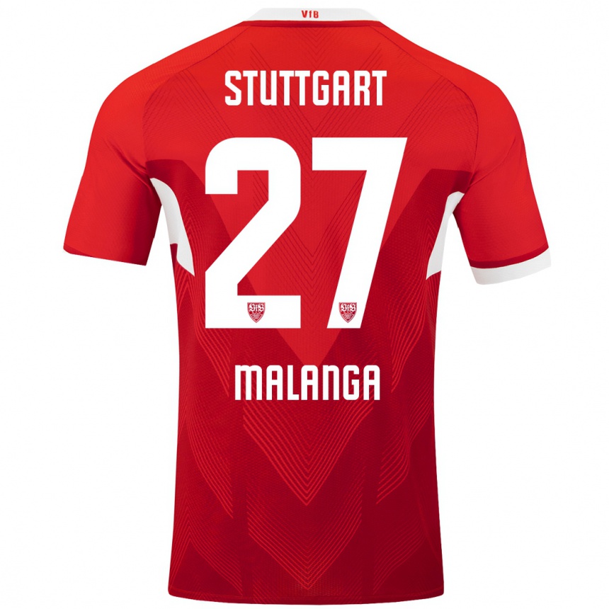 Mujer Fútbol Camiseta Jarzinho Malanga #27 Rojo Blanco 2ª Equipación 2024/25 Perú