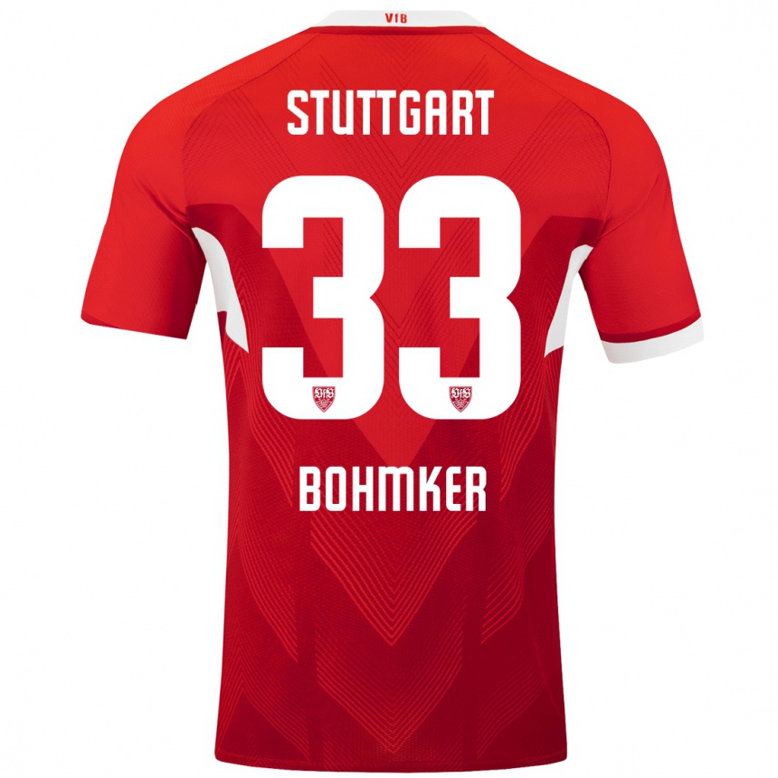 Mujer Fútbol Camiseta Finn Böhmker #33 Rojo Blanco 2ª Equipación 2024/25 Perú