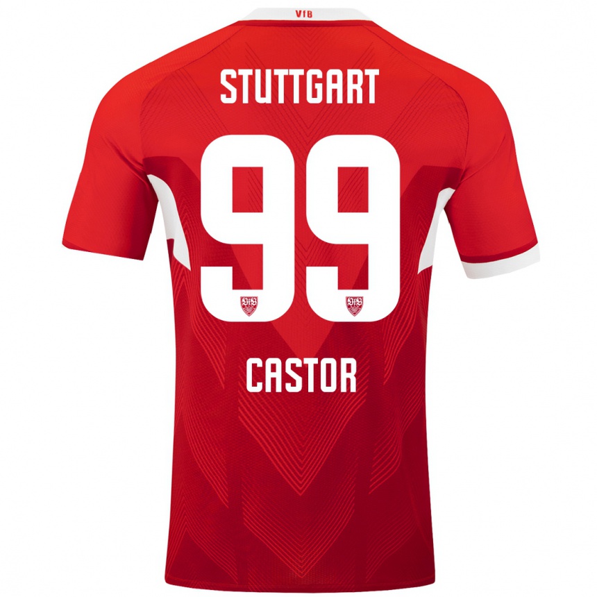 Mujer Fútbol Camiseta Gillian Castor #99 Rojo Blanco 2ª Equipación 2024/25 Perú