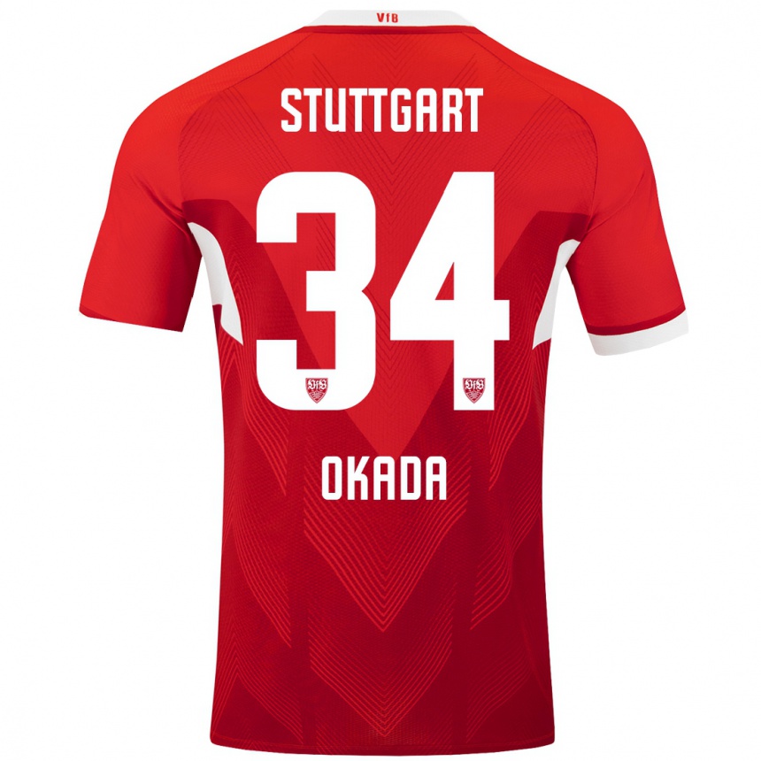 Mujer Fútbol Camiseta Rei Okada #34 Rojo Blanco 2ª Equipación 2024/25 Perú