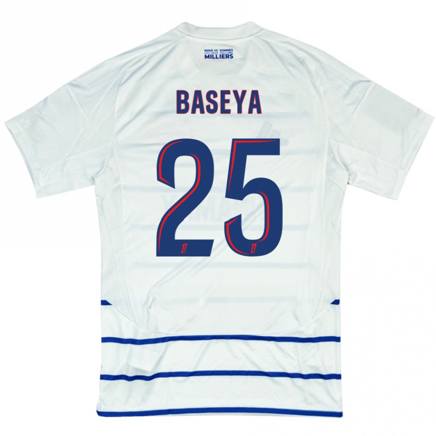 Mujer Fútbol Camiseta Steven Baseya #25 Blanco Azul 2ª Equipación 2024/25 Perú