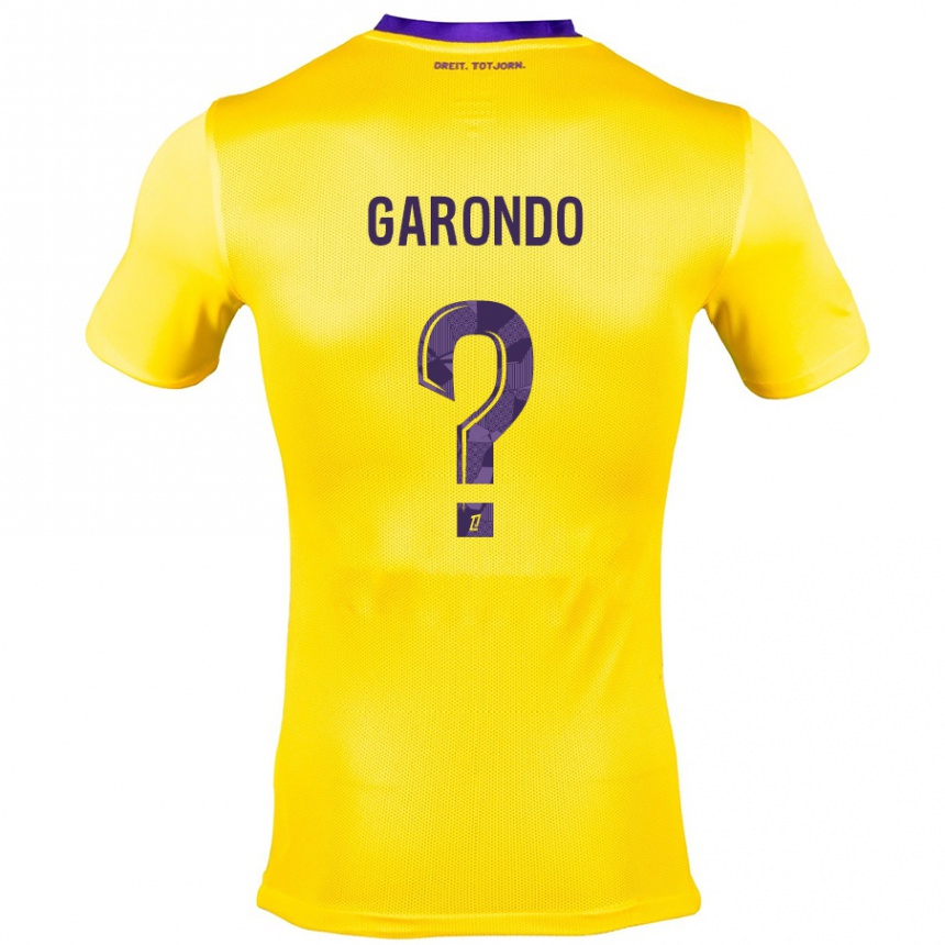 Mujer Fútbol Camiseta Thibaud Garondo #0 Amarillo Morado 2ª Equipación 2024/25 Perú