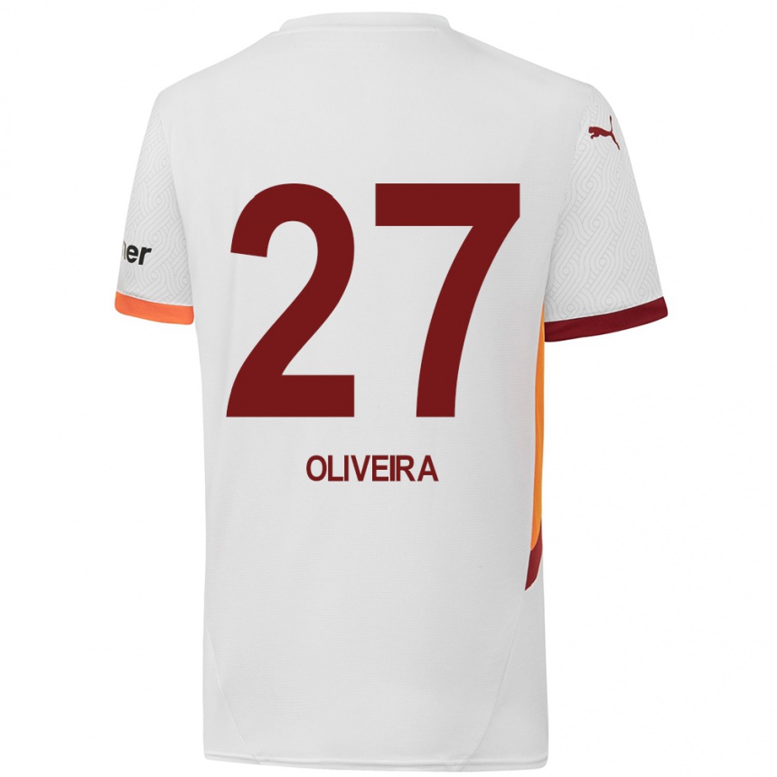 Mujer Fútbol Camiseta Sérgio Oliveira #27 Blanco Amarillo Rojo 2ª Equipación 2024/25 Perú