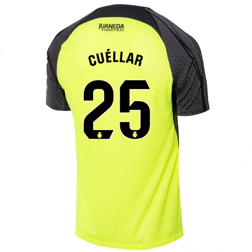 Mujer Fútbol Camiseta Iván Cuéllar #25 Verde Fluorescente Negro 2ª Equipación 2024/25 Perú