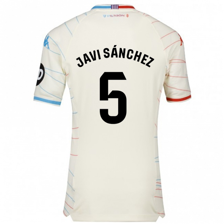 Mujer Fútbol Camiseta Javi Sánchez #5 Blanco Rojo Azul 2ª Equipación 2024/25 Perú