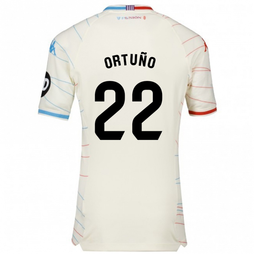 Mujer Fútbol Camiseta Fran Ortuño #22 Blanco Rojo Azul 2ª Equipación 2024/25 Perú