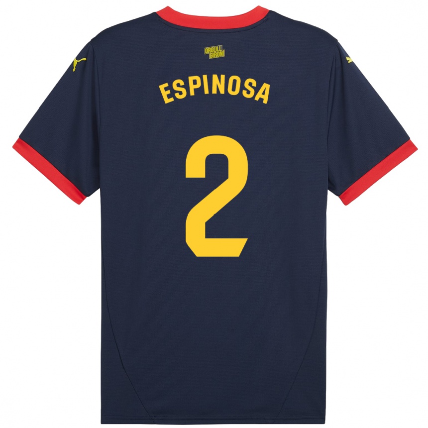 Mujer Fútbol Camiseta Bernardo Espinosa #2 Azul Marino Rojo 2ª Equipación 2024/25 Perú