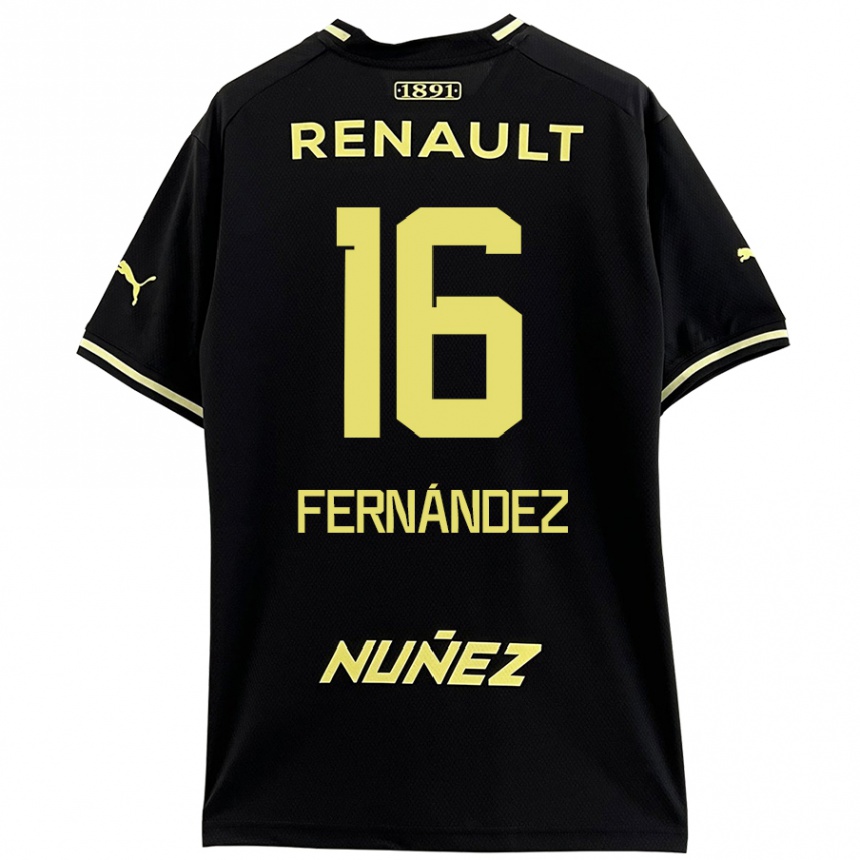 Mujer Fútbol Camiseta Adrián Fernández #16 Negro Amarillo 2ª Equipación 2024/25 Perú