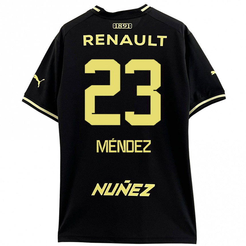 Mujer Fútbol Camiseta Javier Méndez #23 Negro Amarillo 2ª Equipación 2024/25 Perú