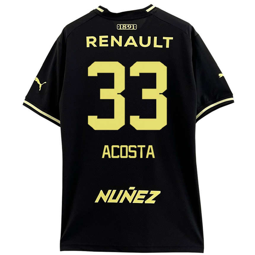 Mujer Fútbol Camiseta Nahuel Acosta #33 Negro Amarillo 2ª Equipación 2024/25 Perú