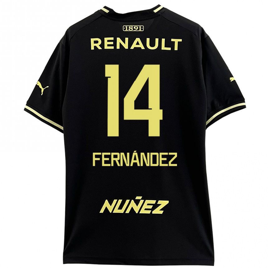 Mujer Fútbol Camiseta Faustino Fernández #14 Negro Amarillo 2ª Equipación 2024/25 Perú