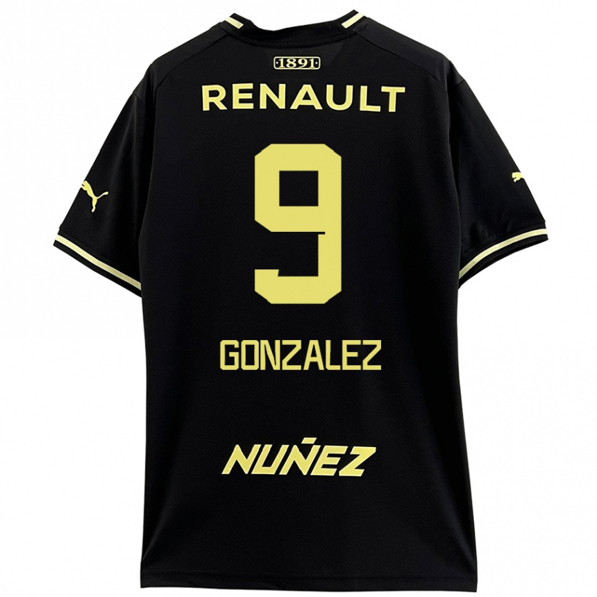 Mujer Fútbol Camiseta Franco González #9 Negro Amarillo 2ª Equipación 2024/25 Perú