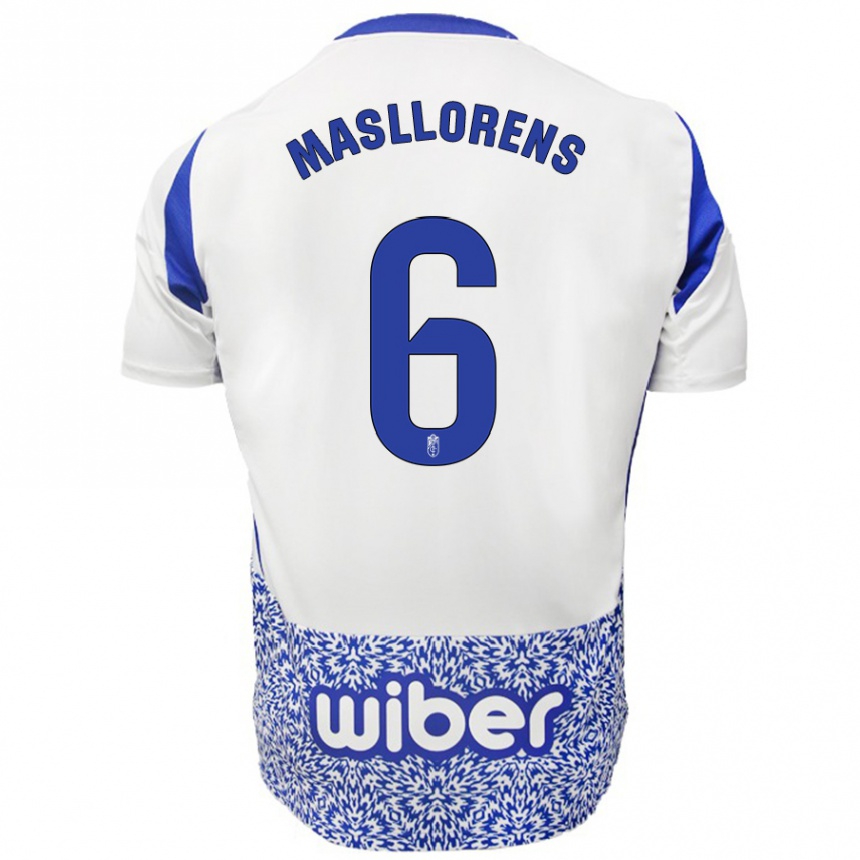 Mujer Fútbol Camiseta José Masllorens #6 Blanco Azul 2ª Equipación 2024/25 Perú