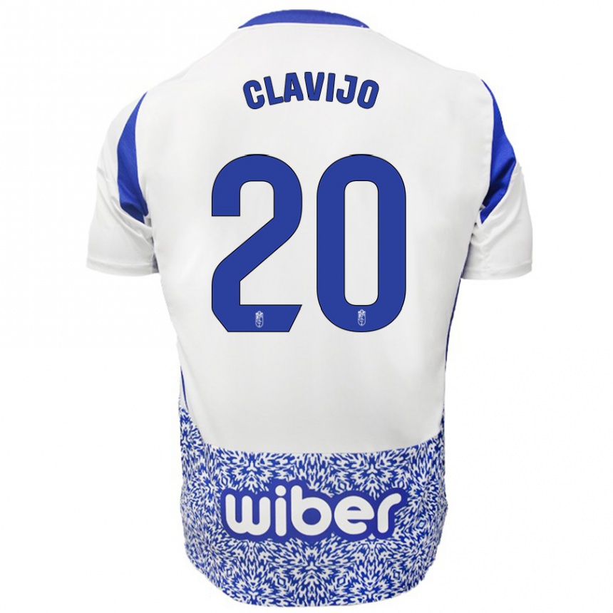 Mujer Fútbol Camiseta Dani Clavijo #20 Blanco Azul 2ª Equipación 2024/25 Perú