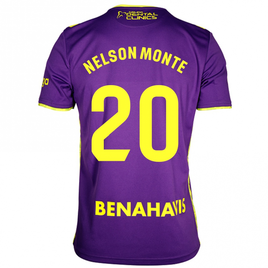 Mujer Fútbol Camiseta Nélson Monte #20 Púrpura Amarillo 2ª Equipación 2024/25 Perú