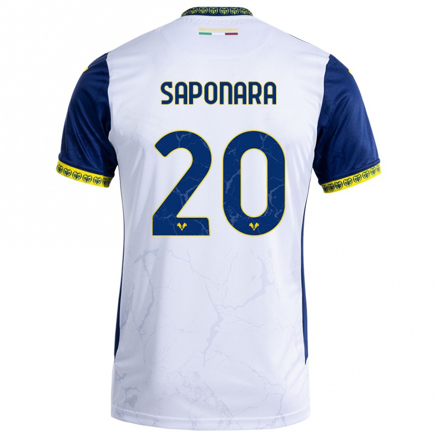 Mujer Fútbol Camiseta Riccardo Saponara #20 Blanco Azul 2ª Equipación 2024/25 Perú