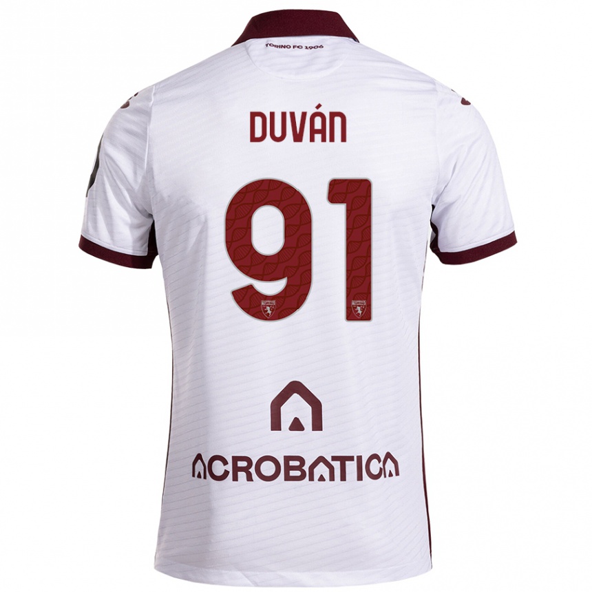 Mujer Fútbol Camiseta Duván Zapata #91 Blanco Granate 2ª Equipación 2024/25 Perú