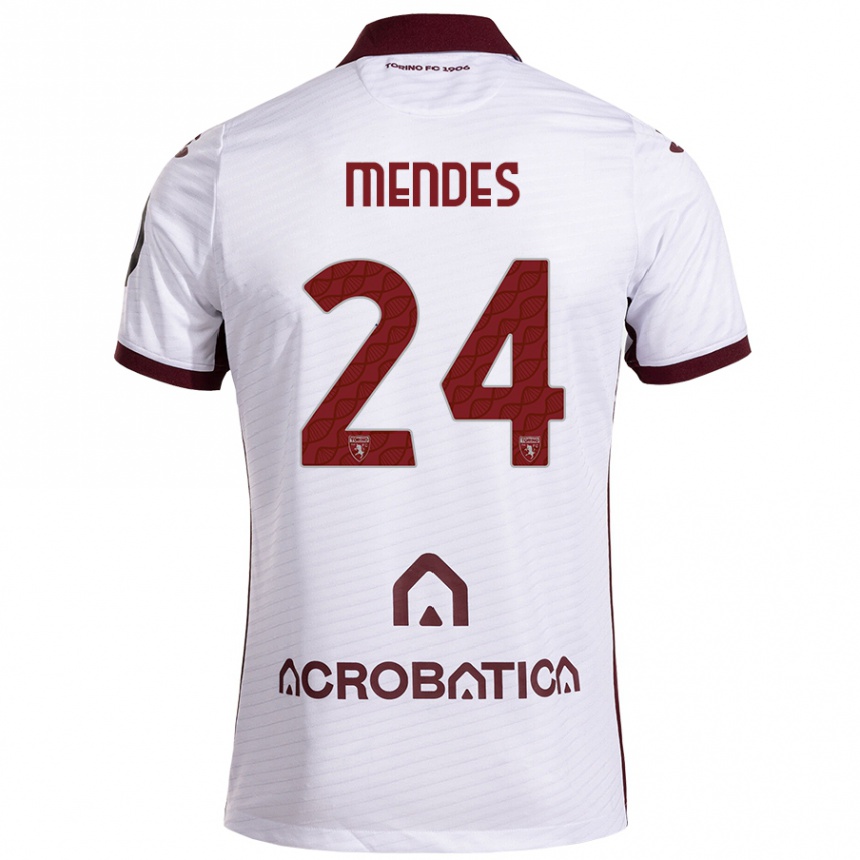 Mujer Fútbol Camiseta Rodrigo Mendes #24 Blanco Granate 2ª Equipación 2024/25 Perú