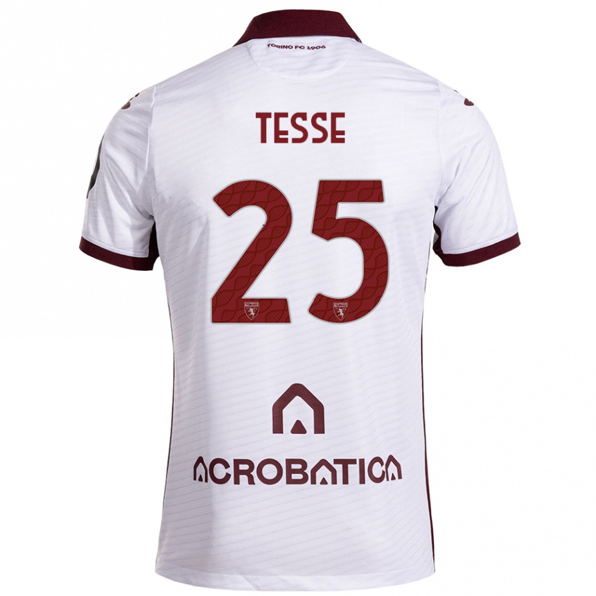 Mujer Fútbol Camiseta Manuela Tesse #25 Blanco Granate 2ª Equipación 2024/25 Perú