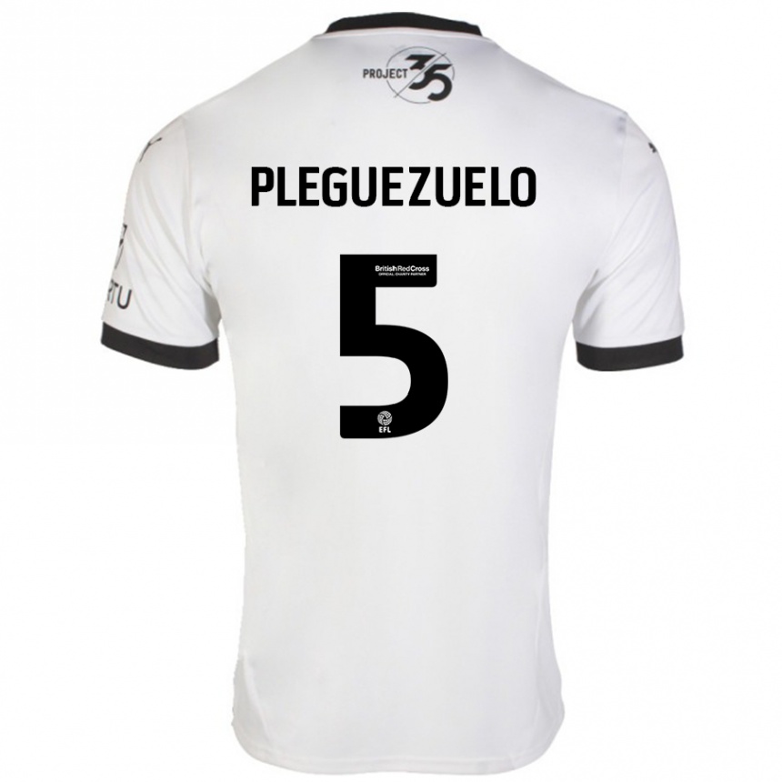 Mujer Fútbol Camiseta Julio Pleguezuelo #5 Blanco Negro 2ª Equipación 2024/25 Perú