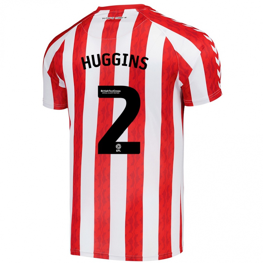 Niño Fútbol Camiseta Niall Huggins #2 Rojo Blanco 1ª Equipación 2024/25 Perú