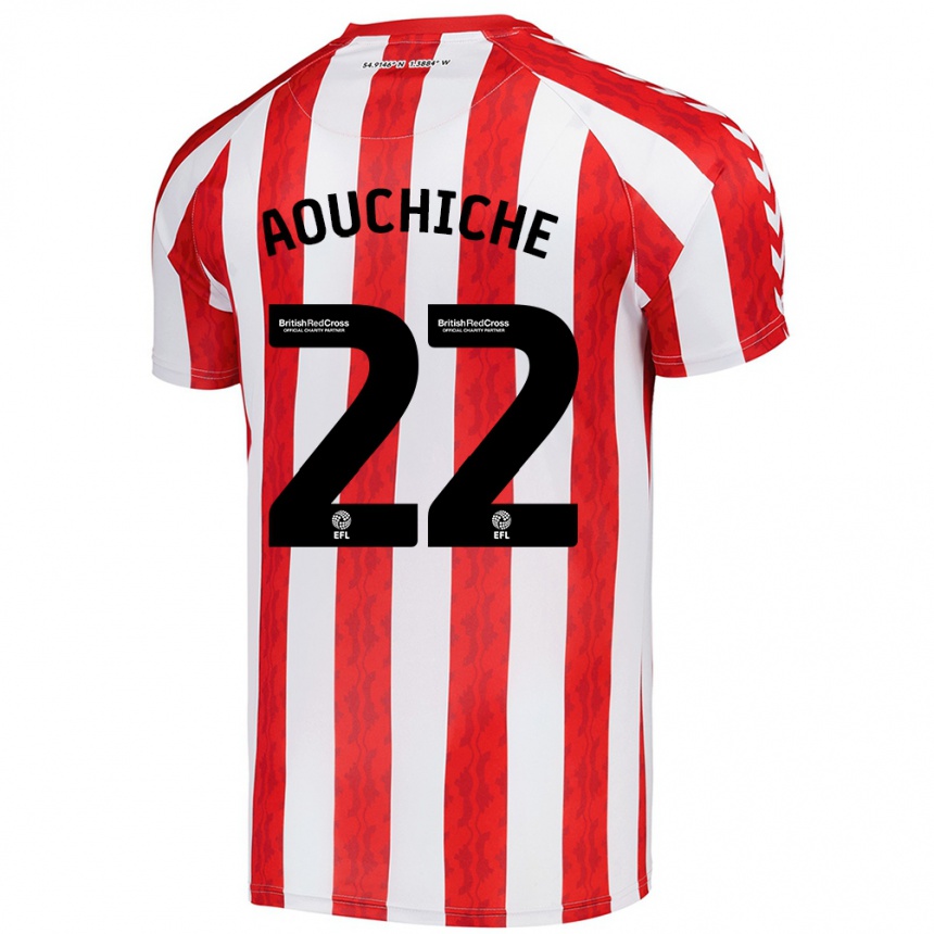 Niño Fútbol Camiseta Adil Aouchiche #22 Rojo Blanco 1ª Equipación 2024/25 Perú