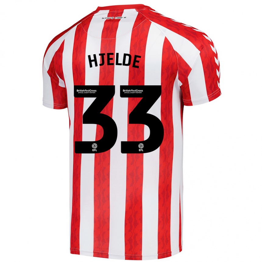 Niño Fútbol Camiseta Leo Fuhr Hjelde #33 Rojo Blanco 1ª Equipación 2024/25 Perú