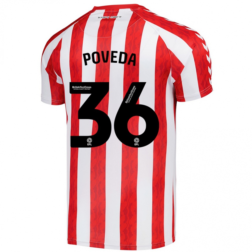 Niño Fútbol Camiseta Ian Poveda #36 Rojo Blanco 1ª Equipación 2024/25 Perú