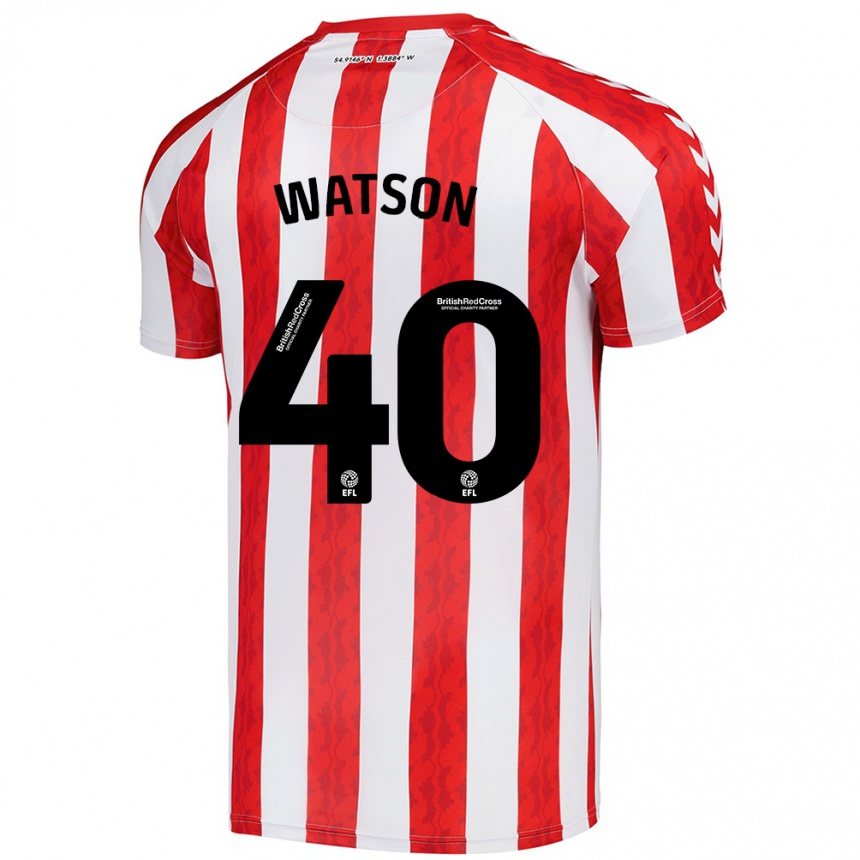 Niño Fútbol Camiseta Tom Watson #40 Rojo Blanco 1ª Equipación 2024/25 Perú