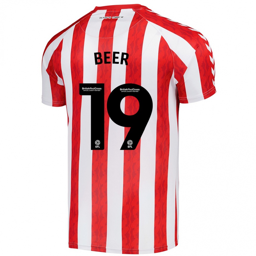 Niño Fútbol Camiseta Megan Beer #19 Rojo Blanco 1ª Equipación 2024/25 Perú