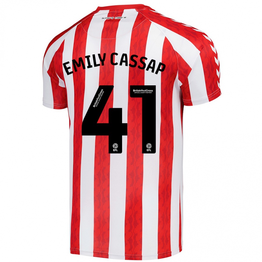 Niño Fútbol Camiseta Emily Cassap #41 Rojo Blanco 1ª Equipación 2024/25 Perú