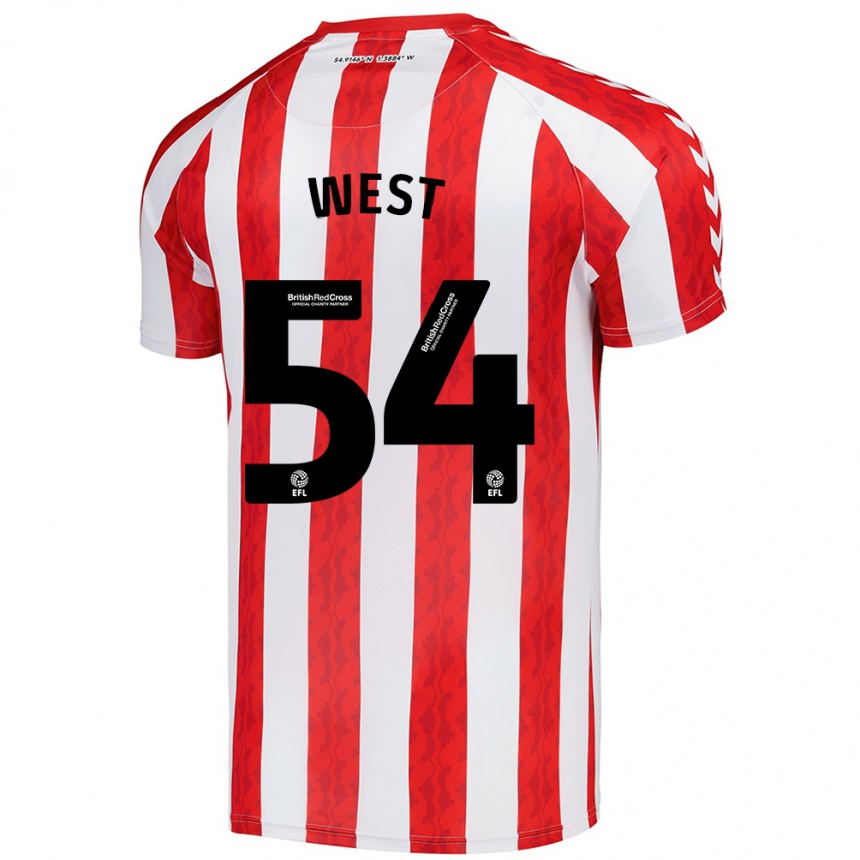 Niño Fútbol Camiseta Ella West #54 Rojo Blanco 1ª Equipación 2024/25 Perú