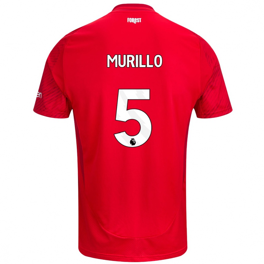 Niño Fútbol Camiseta Murillo #5 Rojo Blanco 1ª Equipación 2024/25 Perú