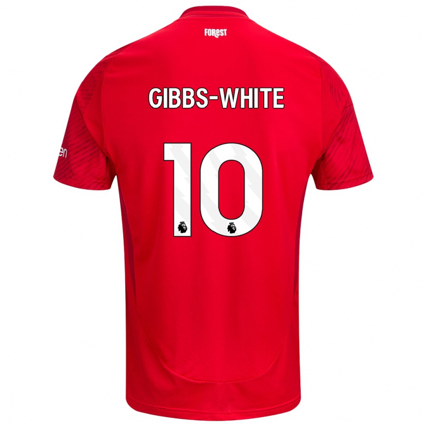 Niño Fútbol Camiseta Morgan Gibbs-White #10 Rojo Blanco 1ª Equipación 2024/25 Perú