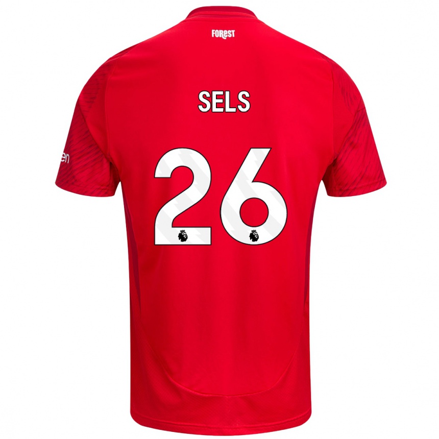 Niño Fútbol Camiseta Matz Sels #26 Rojo Blanco 1ª Equipación 2024/25 Perú