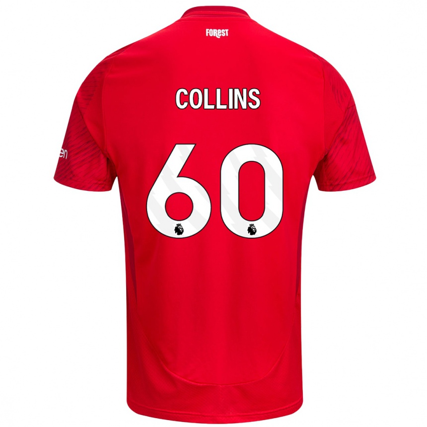 Niño Fútbol Camiseta Sam Collins #60 Rojo Blanco 1ª Equipación 2024/25 Perú