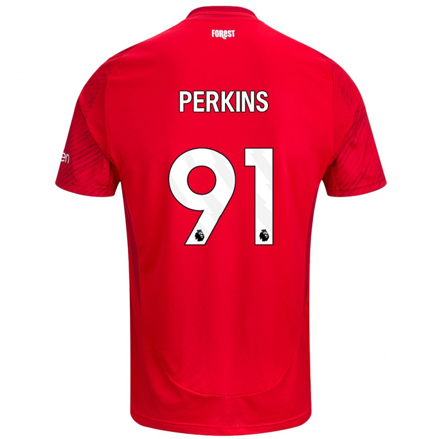 Niño Fútbol Camiseta Jack Perkins #91 Rojo Blanco 1ª Equipación 2024/25 Perú