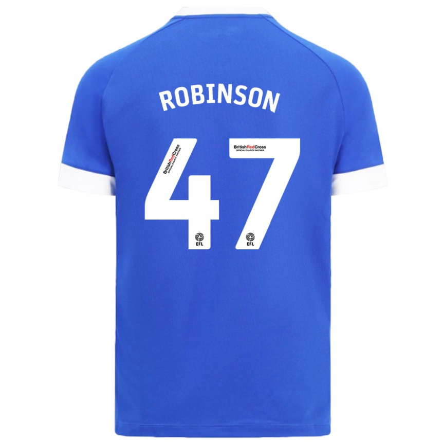 Niño Fútbol Camiseta Callum Robinson #47 Azul Cielo 1ª Equipación 2024/25 Perú