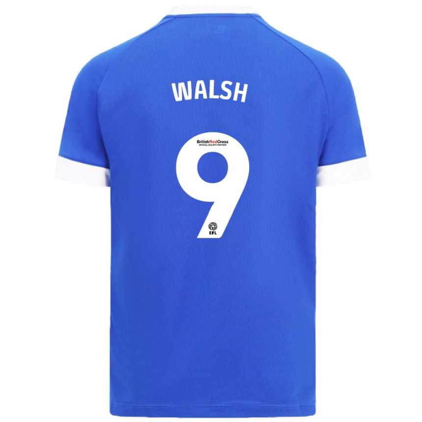 Niño Fútbol Camiseta Catherine Walsh #9 Azul Cielo 1ª Equipación 2024/25 Perú