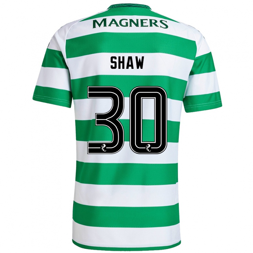 Niño Fútbol Camiseta Liam Shaw #30 Verde Blanco 1ª Equipación 2024/25 Perú