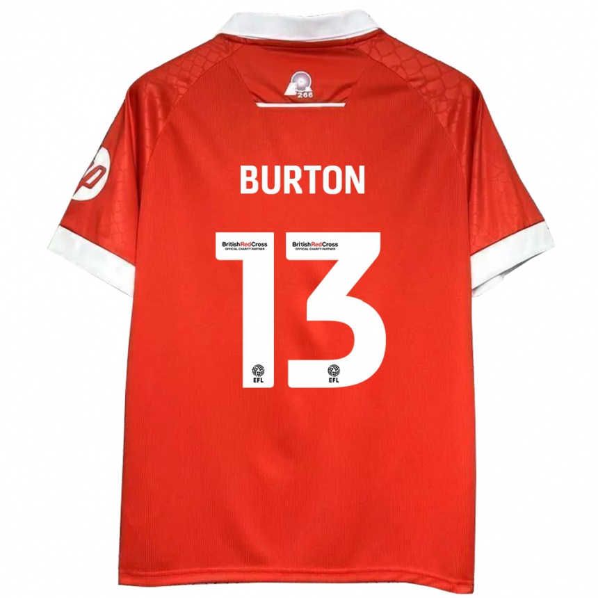 Niño Fútbol Camiseta Callum Burton #13 Rojo Blanco 1ª Equipación 2024/25 Perú