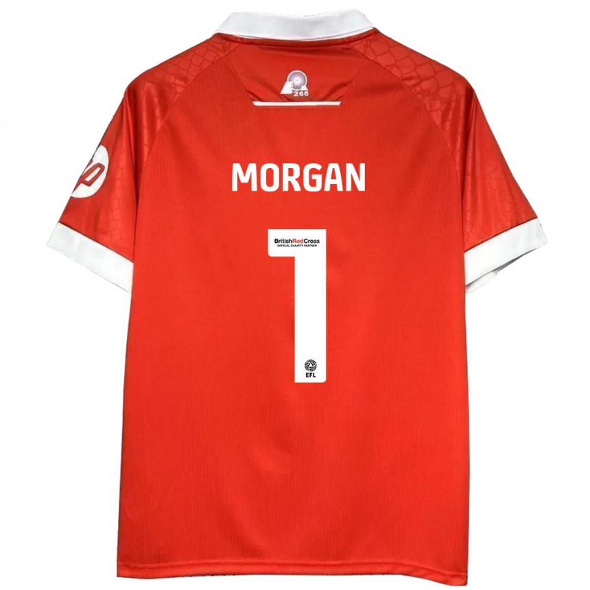 Niño Fútbol Camiseta Delyth Morgan #1 Rojo Blanco 1ª Equipación 2024/25 Perú