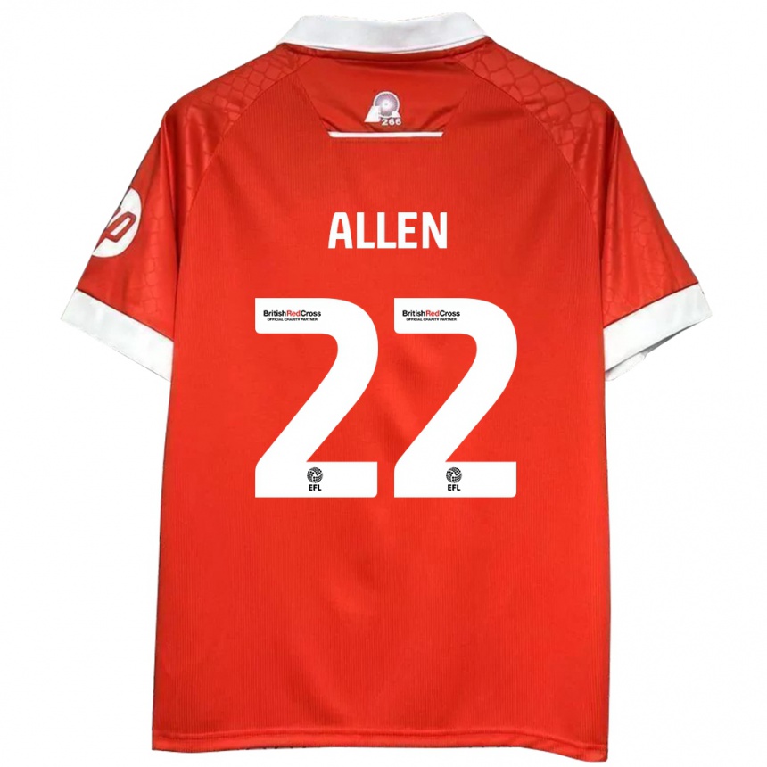 Niño Fútbol Camiseta Keren Allen #22 Rojo Blanco 1ª Equipación 2024/25 Perú