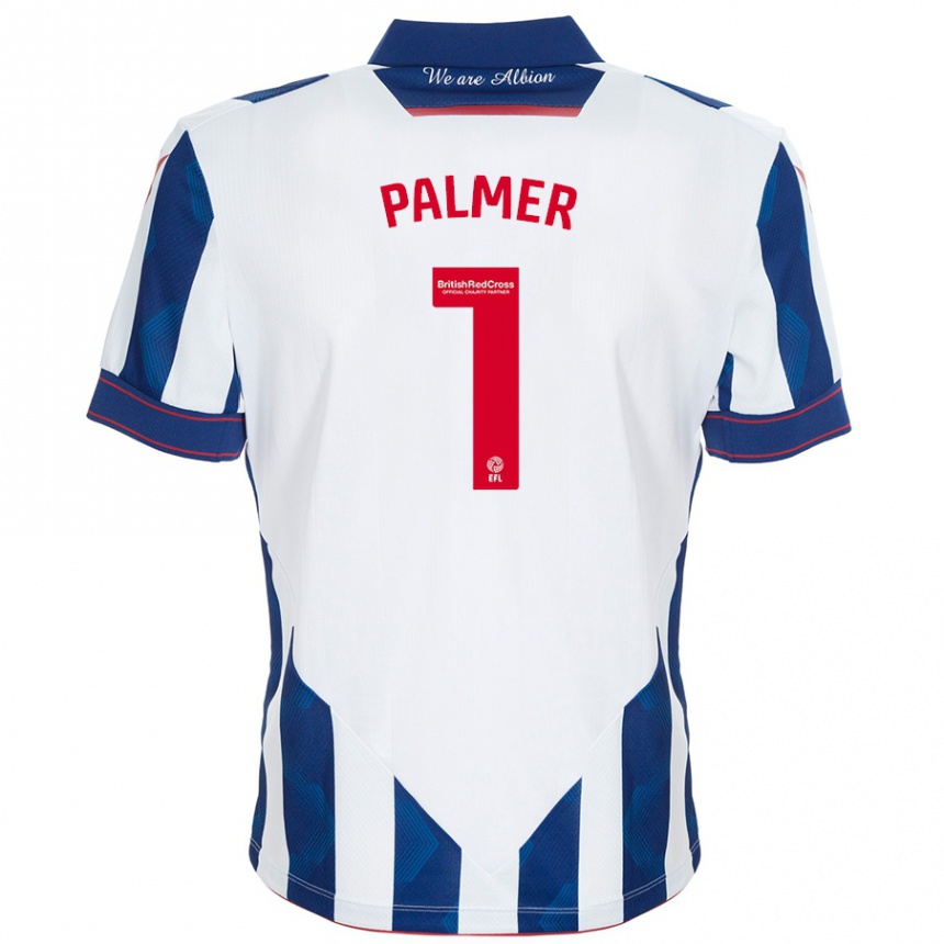 Niño Fútbol Camiseta Alex Palmer #1 Blanco Azul Oscuro 1ª Equipación 2024/25 Perú