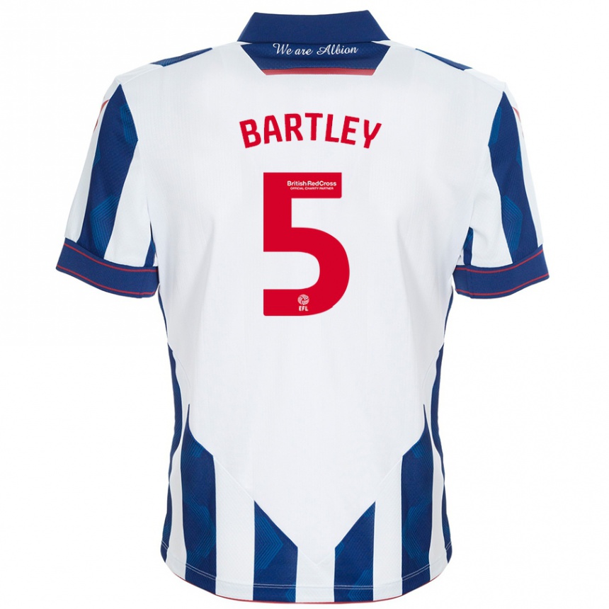 Niño Fútbol Camiseta Kyle Bartley #5 Blanco Azul Oscuro 1ª Equipación 2024/25 Perú