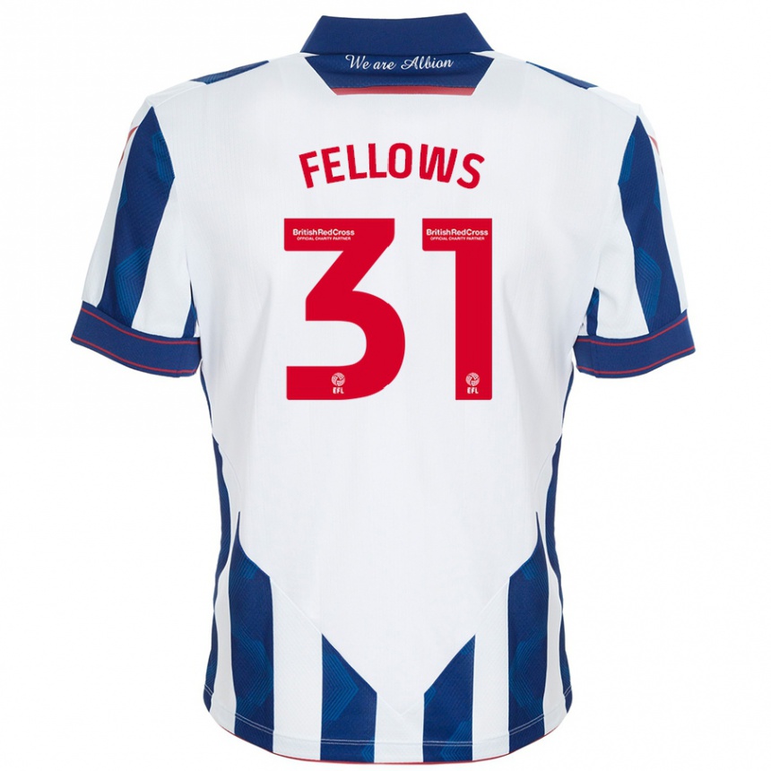 Niño Fútbol Camiseta Tom Fellows #31 Blanco Azul Oscuro 1ª Equipación 2024/25 Perú