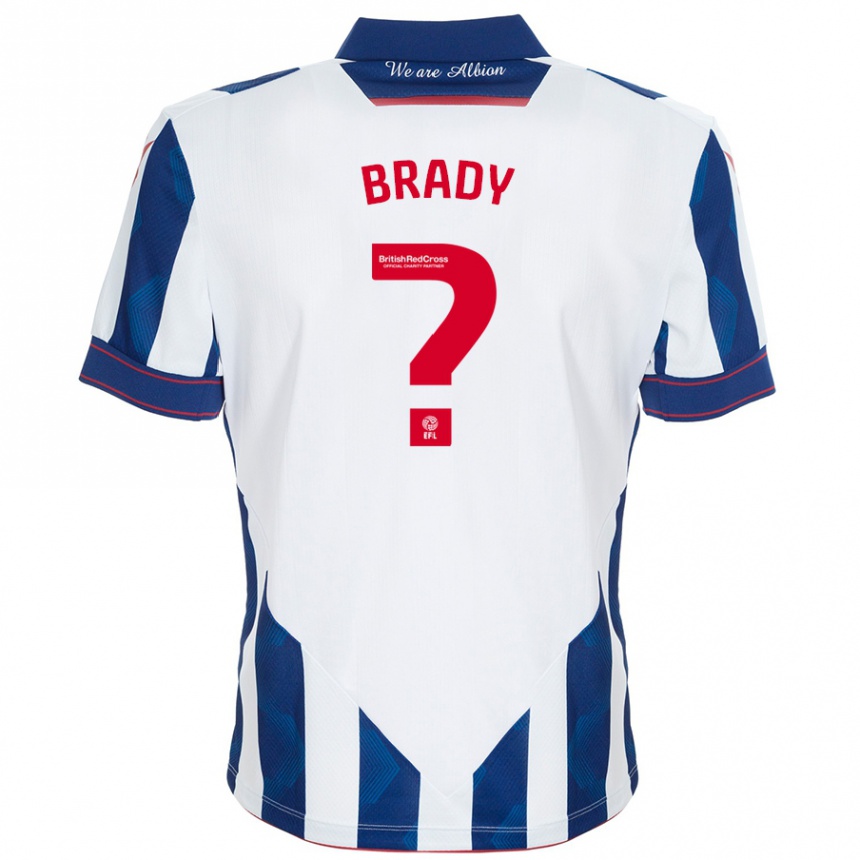 Niño Fútbol Camiseta Louis Brady #0 Blanco Azul Oscuro 1ª Equipación 2024/25 Perú