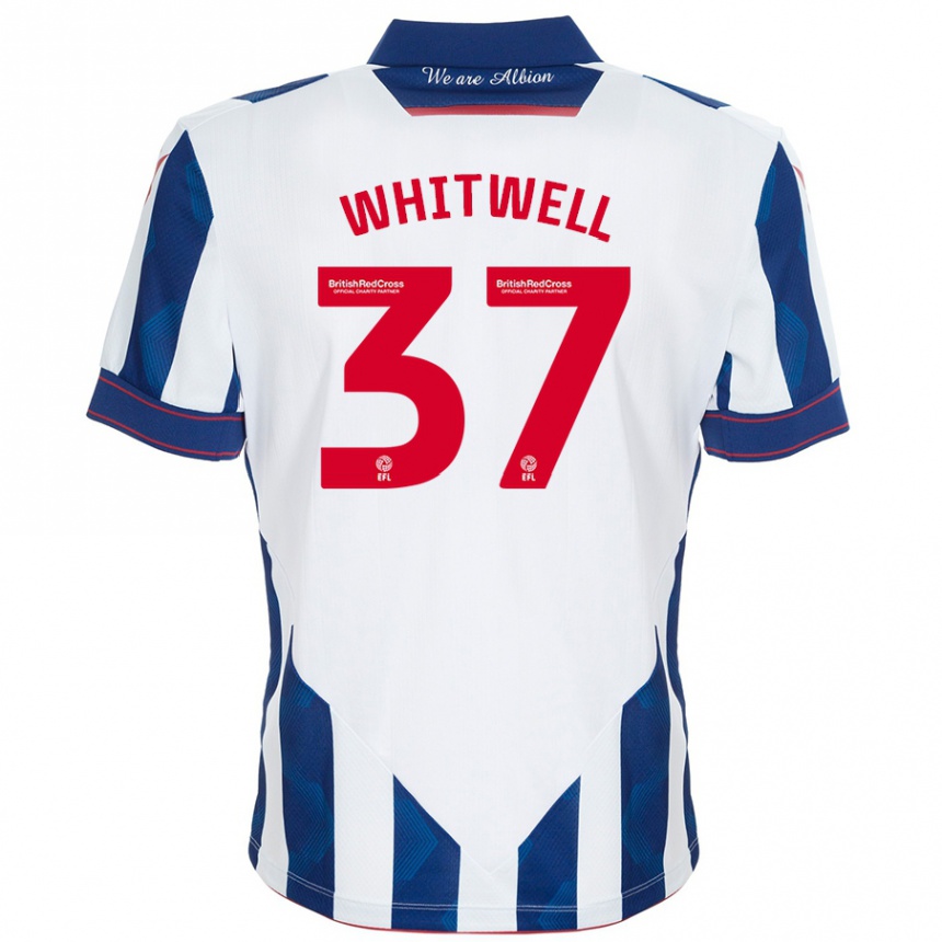 Niño Fútbol Camiseta Harry Whitwell #37 Blanco Azul Oscuro 1ª Equipación 2024/25 Perú