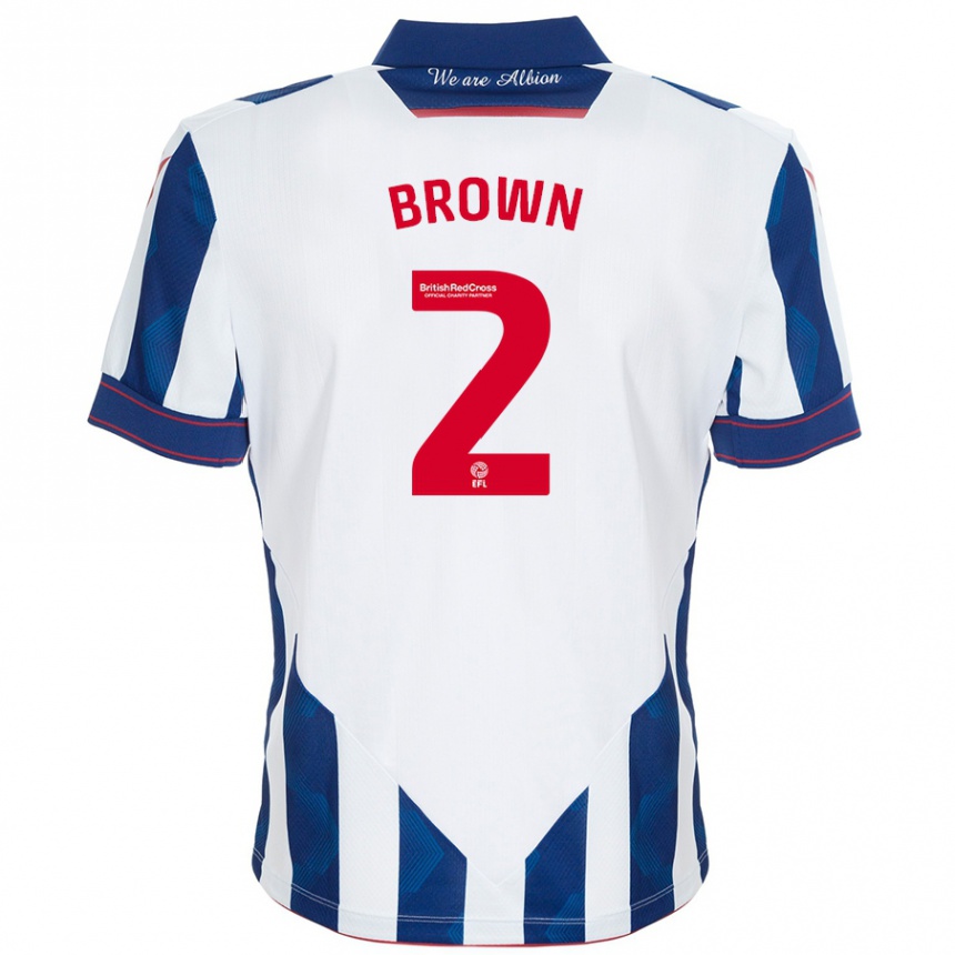 Niño Fútbol Camiseta Ashlee Brown #2 Blanco Azul Oscuro 1ª Equipación 2024/25 Perú