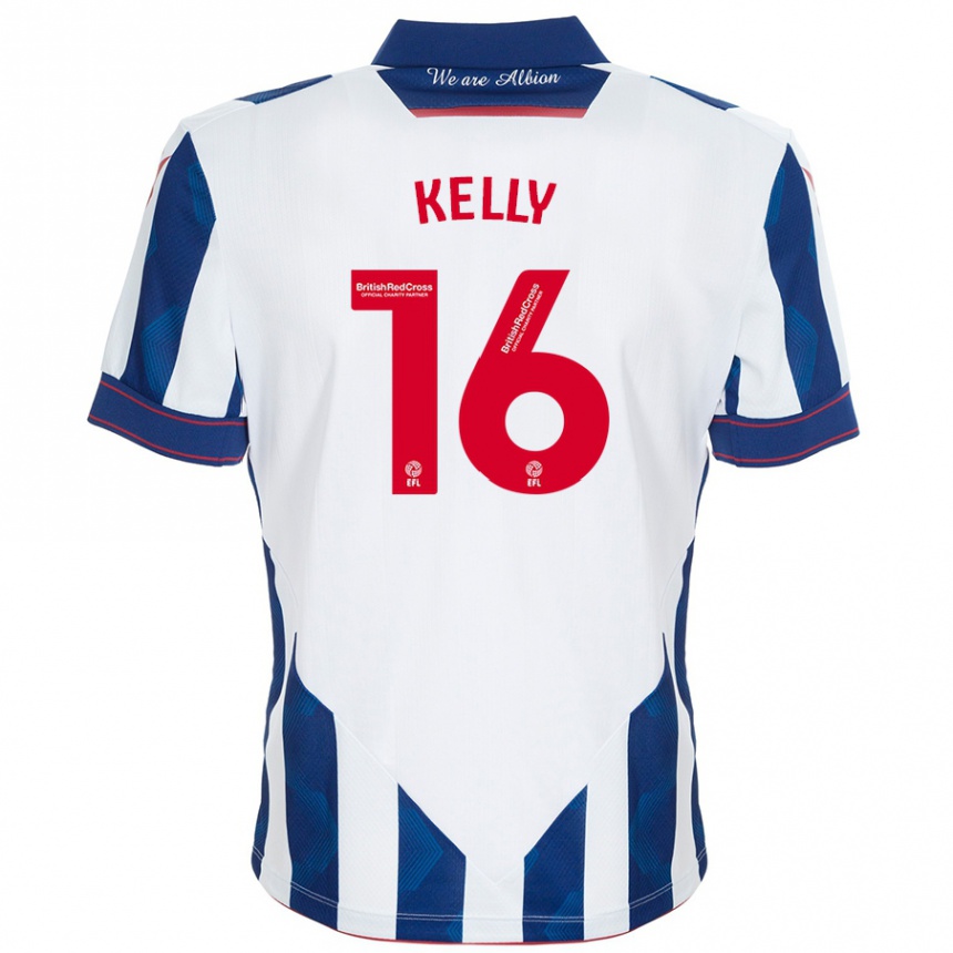 Niño Fútbol Camiseta Martin Kelly #16 Blanco Azul Oscuro 1ª Equipación 2024/25 Perú